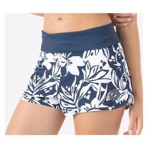 Roxy Women's White & Navy Floral Poly/Spandex Oceanside Endless Summer Boardshor